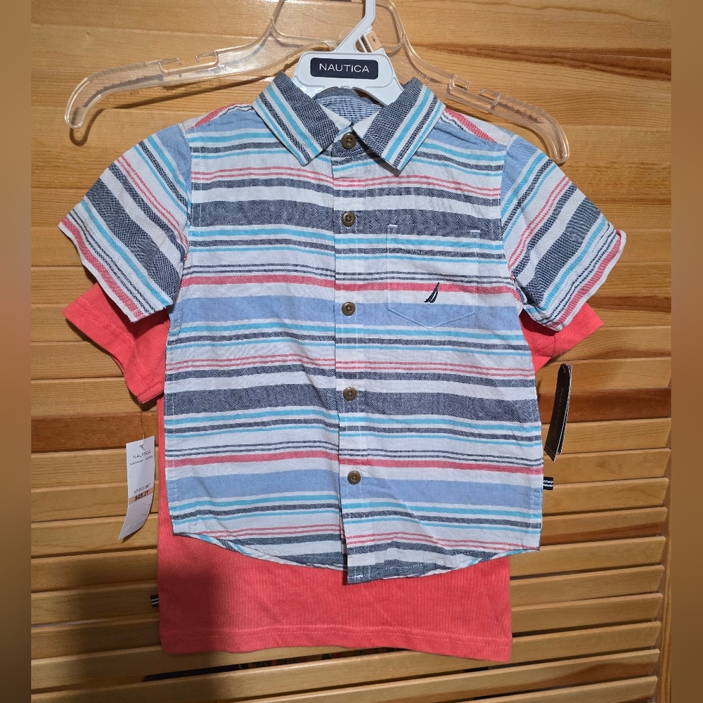 Nautica Toddler 2T Striped Button-Down Shirt And T-Shirt Combo